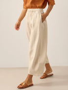 Pantalon cheville femme ZOE 100% lin, coupe classique, de LINTICO