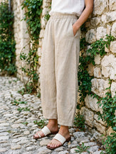 Pantalon cheville femme ZOE 100% lin, coupe classique, de LINTICO