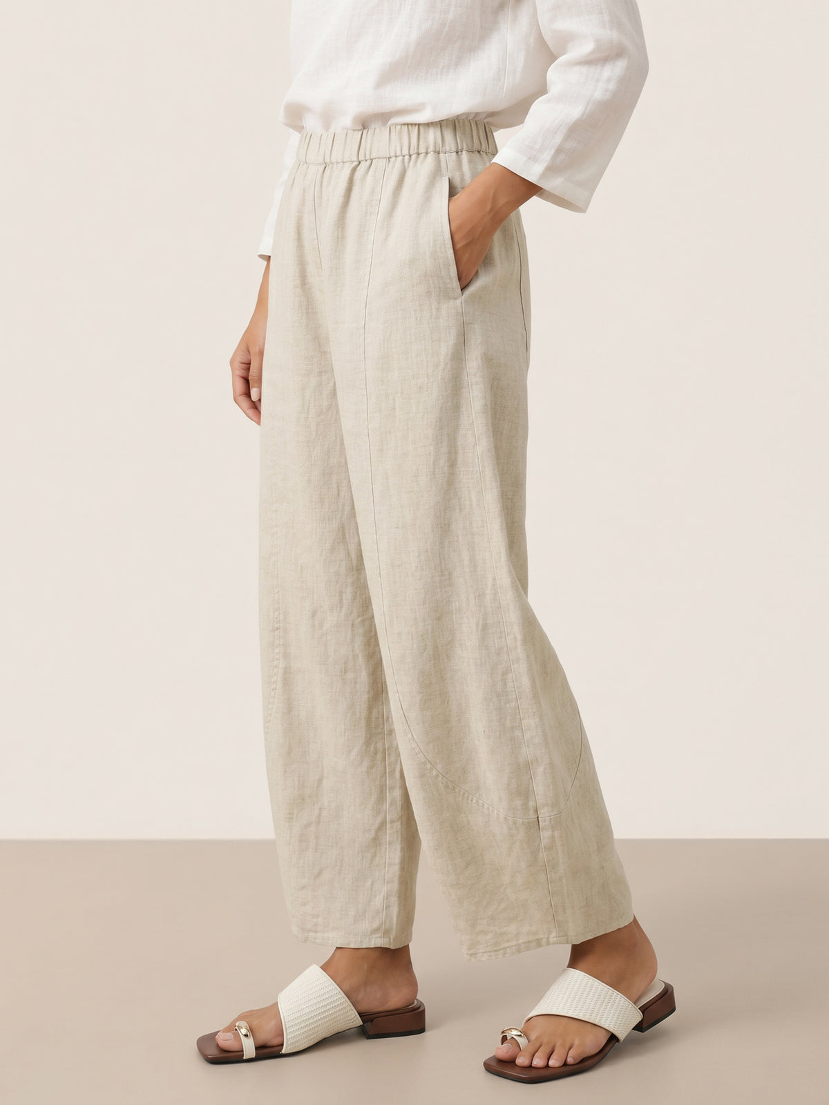 Pantalon cheville femme ZOE 100% lin, coupe classique, de LINTICO