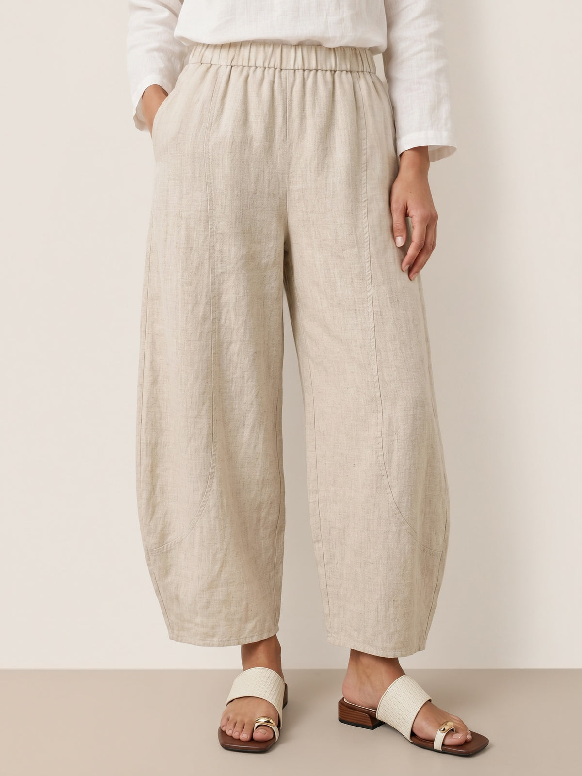 Pantalon cheville femme ZOE 100% lin, coupe classique, de LINTICO