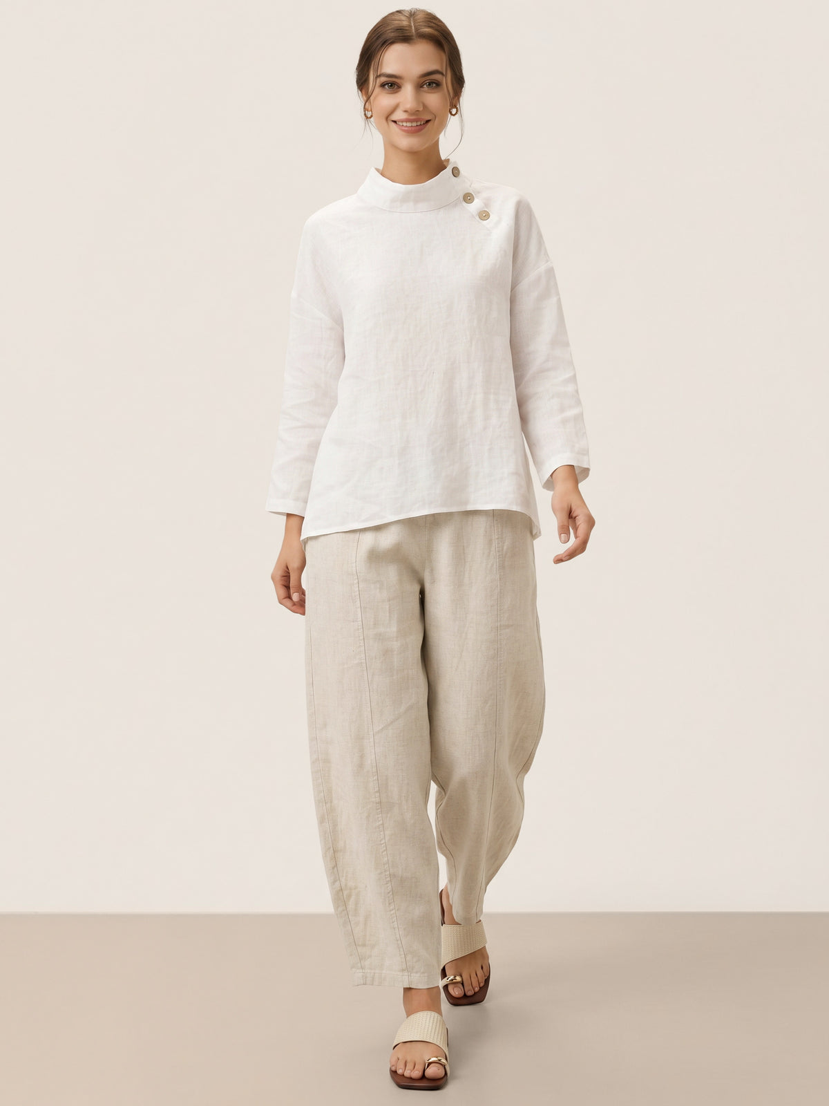Pantalon cheville femme ZOE 100% lin, coupe classique, de LINTICO