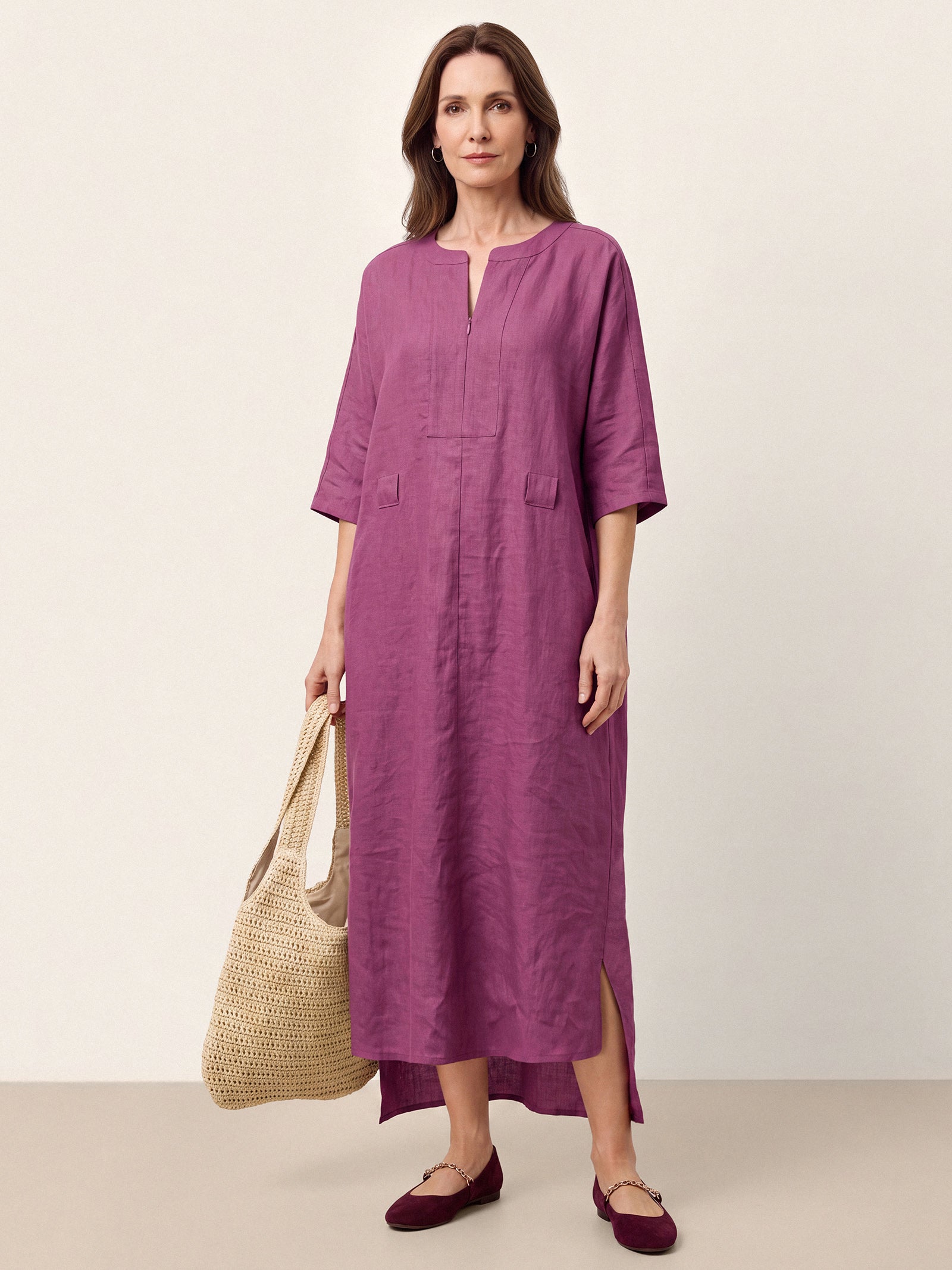 100% Linen Side Tie Cocoon Maxi Dress SOLENE by LINTICO
