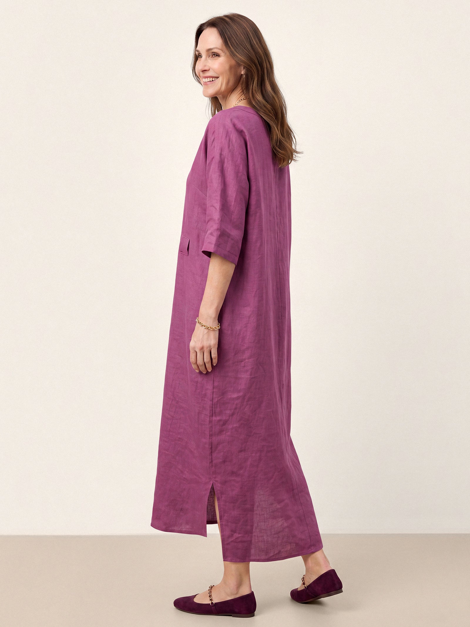 100% Linen Side Tie Cocoon Maxi Dress SOLENE by LINTICO