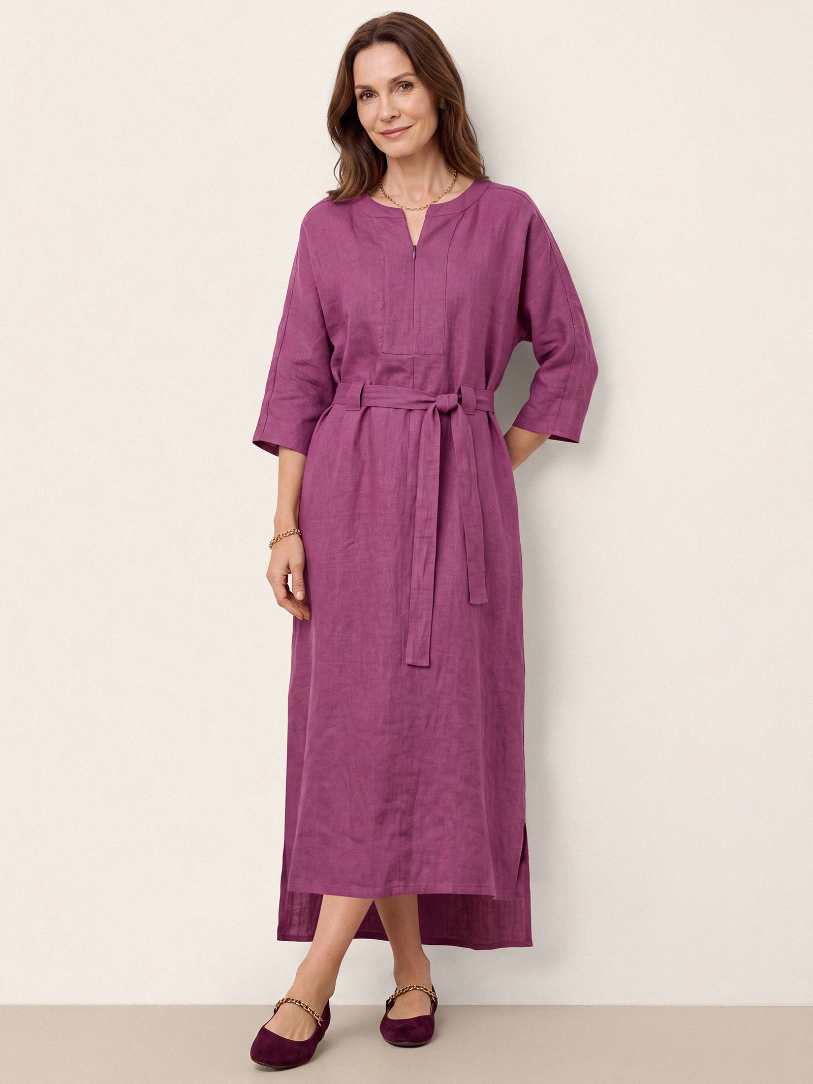 100% Linen Side Tie Cocoon Maxi Dress SOLENE by LINTICO