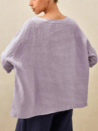 AURORA 100% Linen Boatneck 3/4 Length Sleeve Top - TOPS-Linen Blouses