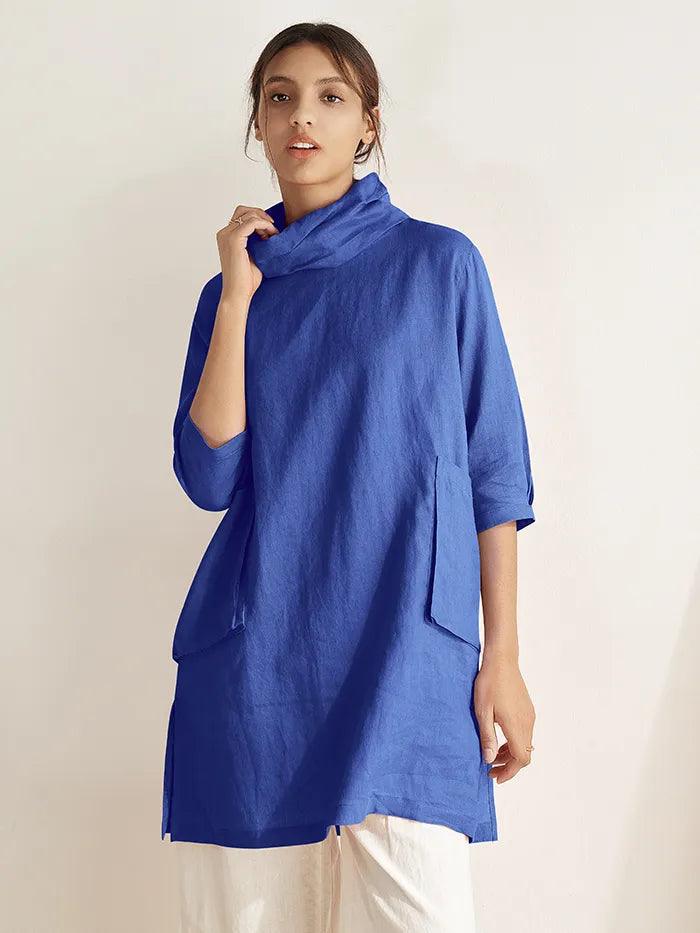 新品未使用　ito fukuoka big collar linen tops big collar linen tops《white》 - ito