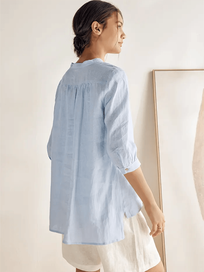 100% Linen Dress Shirt JOANNA - TOPS-Linen Blouses