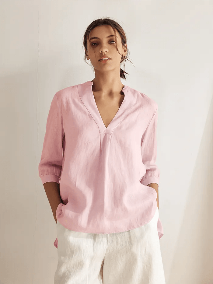 100% Linen Dress Shirt JOANNA - TOPS-Linen Blouses