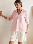 100% Linen Dress Shirt JOANNA - TOPS-Linen Blouses