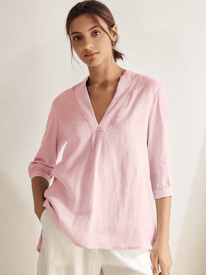 100% Linen Dress Shirt JOANNA - TOPS-Linen Blouses