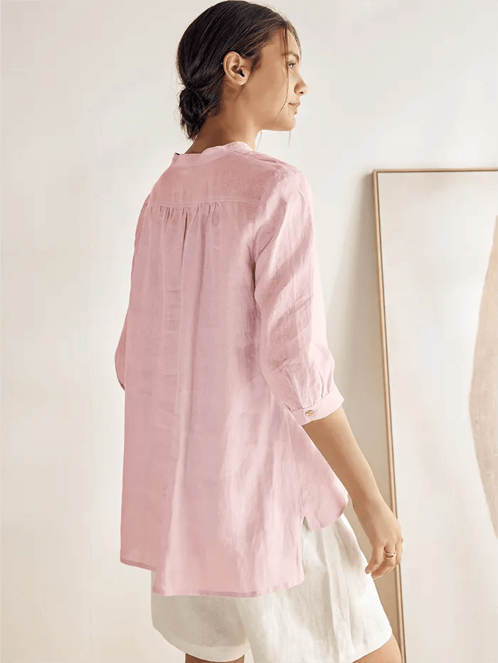 100% Linen Dress Shirt JOANNA - TOPS-Linen Blouses