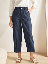 Pantalon cheville NINA en lin à jambe droite et poches - BAS-Lin
