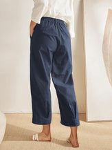 Pantalon cheville NINA en lin à jambe droite et poches - BAS-Lin