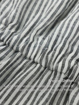 100% Linen Striped Elastic-Waist Midi Dress ARIA - DRESSES-Linen