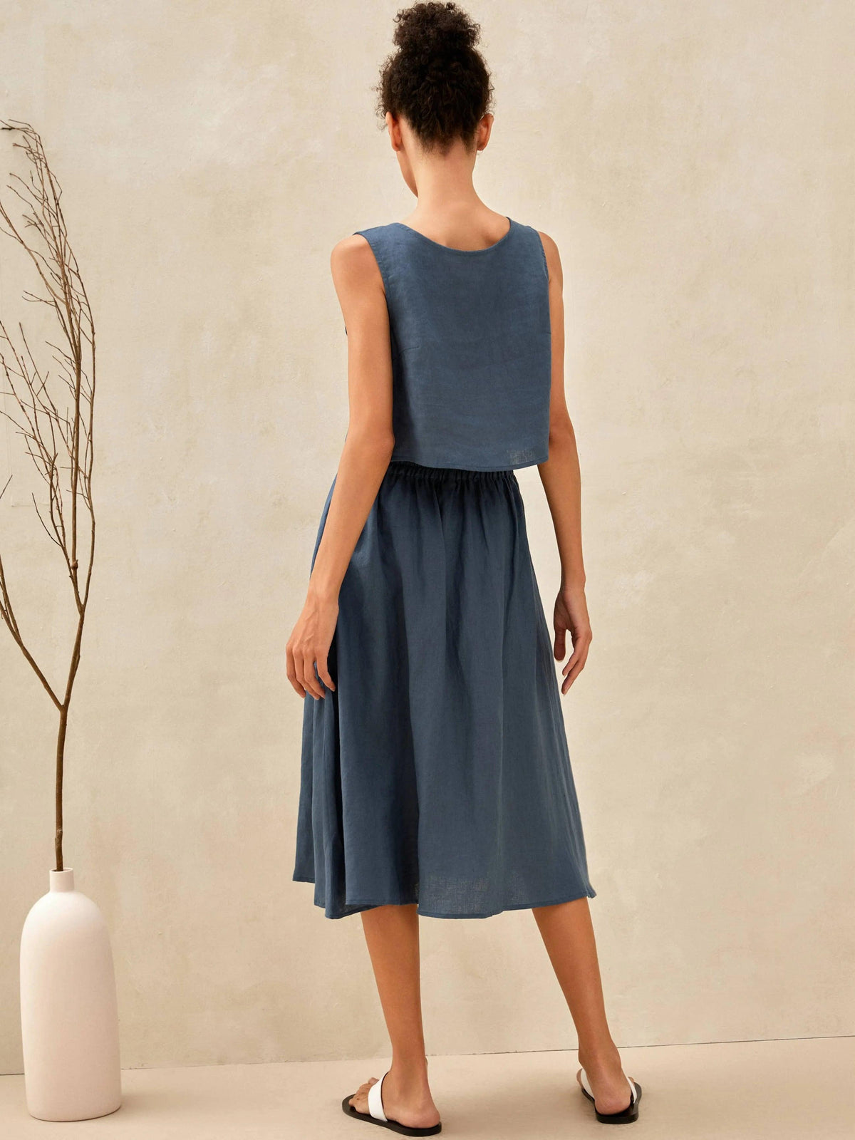 Ensemble LUCIA en 100% lin avec gilet boutonné décoratif et jupes Naxi - ENSEMBLES-Ensembles en lin