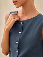 Ensemble LUCIA en 100% lin avec gilet boutonné décoratif et jupes Naxi - ENSEMBLES-Ensembles en lin