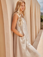 100% Linen Swing Beach Tank Dress GIANA - DRESSES-Linen Midi