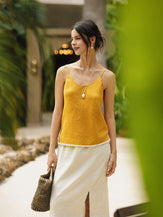 100% Linen Beaded Hem Camisole Bree by LINTICO for women