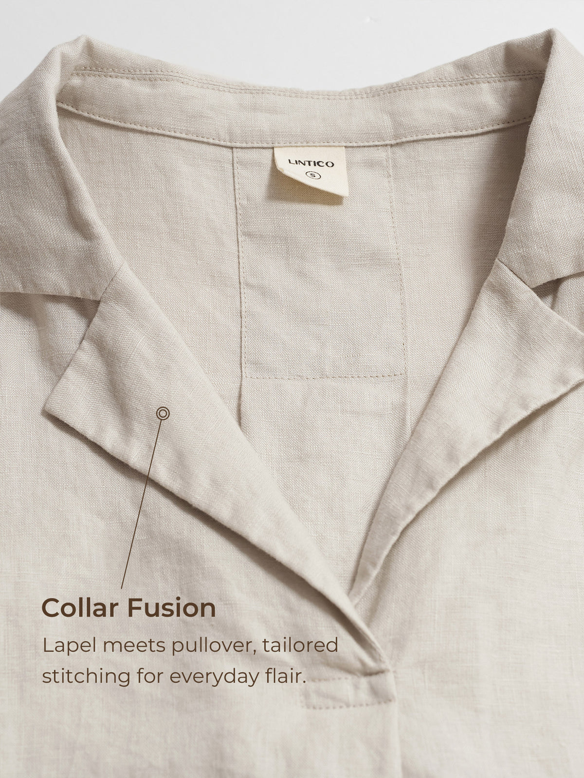 100% Linen Blazer-Inspired Pullover Top DINA by LINTICO for women
