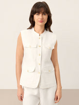 Linen Four-Pocket Tailored Sleeveless Vest COSIMA by LINTICO for women