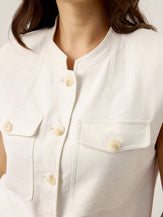 Linen Four-Pocket Tailored Sleeveless Vest COSIMA by LINTICO for women