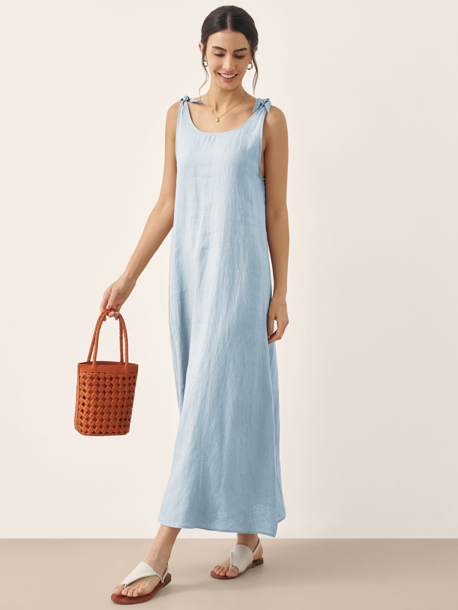 100% Linen Camisole Dress QEARL by LINTICO for women