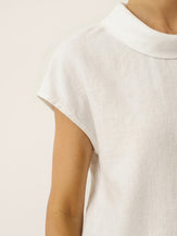100% Linen Cap Sleeve Soft-Fold Collar Top YVONNE by LINTICO for women