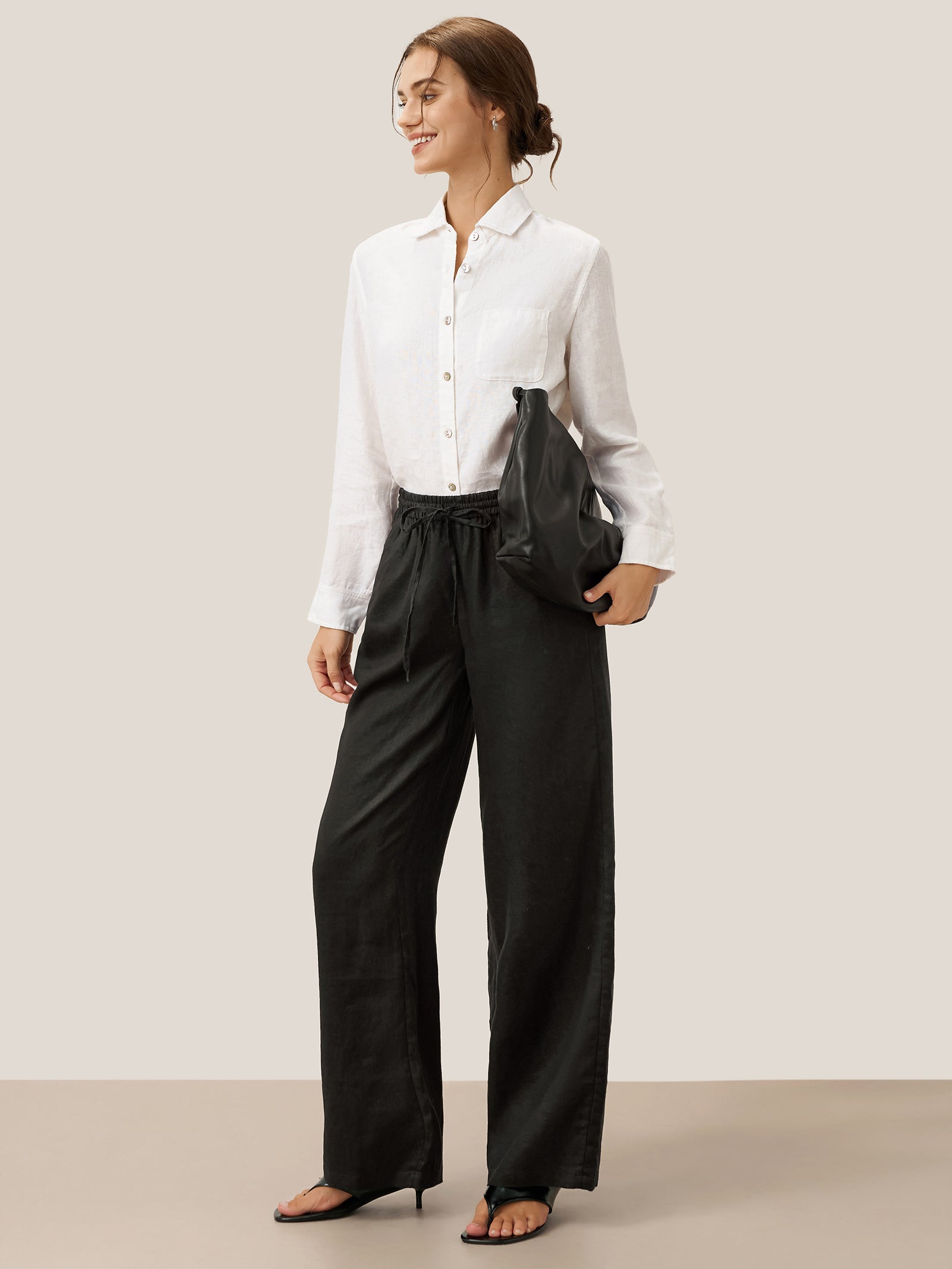 100% Linen Classic Pants LYON by LINTICO for women