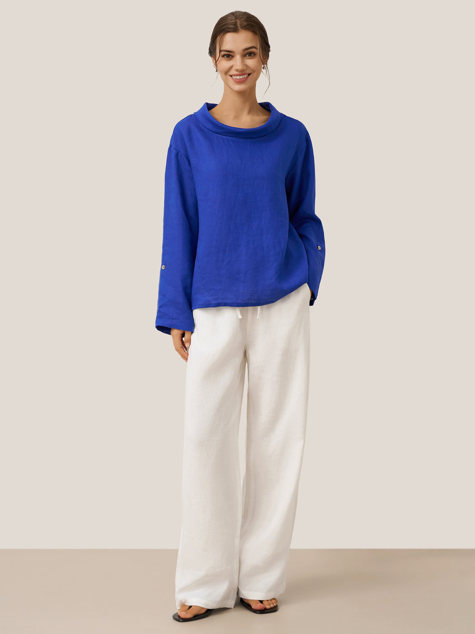 100% Linen Classic Pants LYON by LINTICO for women