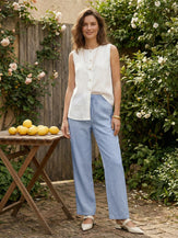 100% Linen Classic Pants LYON by LINTICO for women