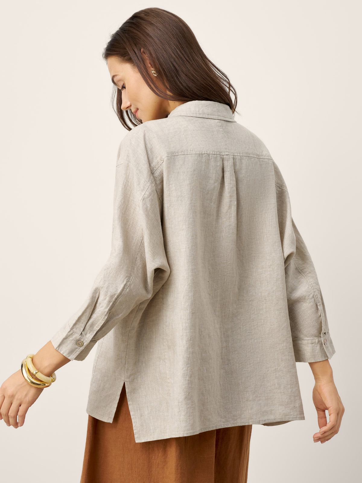 100% Linen Concealed Placket Patch Pocket Shirt FELICITY by LINTICO for women