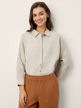 100% Linen Concealed Placket Patch Pocket Shirt FELICITY by LINTICO for women