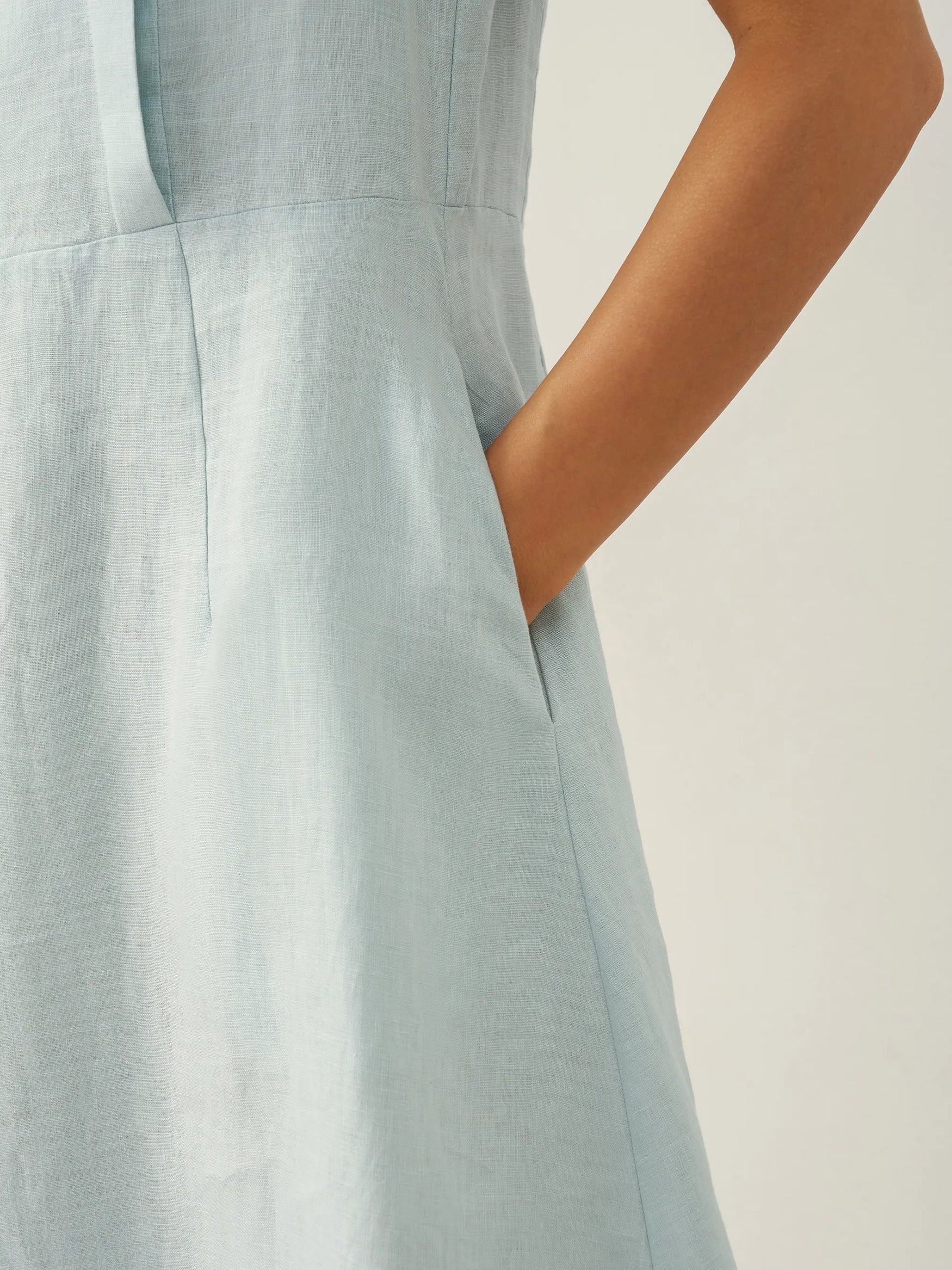 100% Linen Crescent Collar Flutter Sleeve Mini Dress FIONA by LINTICO for women
