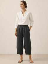 100% Linen Crop Pants RORY by LINTICO for women