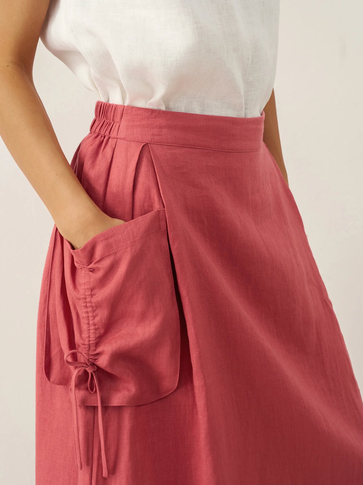 100% Linen Drawstring Pocket Skirt TESS by LINTICO for women
