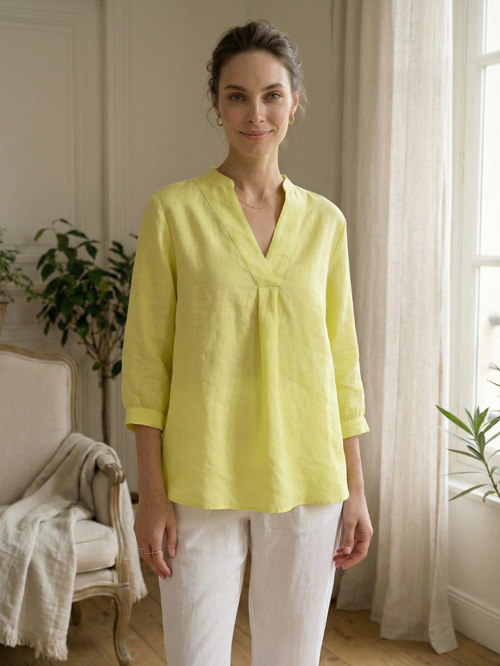 100% Linen Dress Shirt JOANNA by LINTICO for women