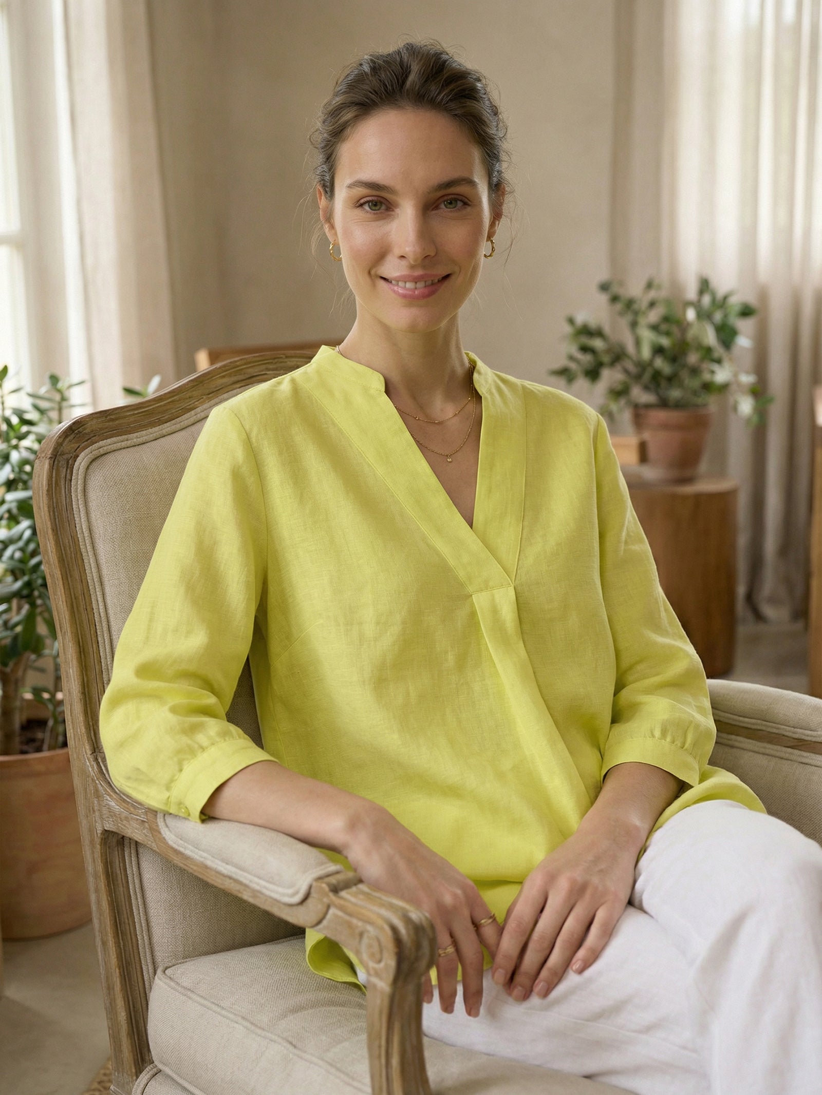 100% Linen Dress Shirt JOANNA by LINTICO for women