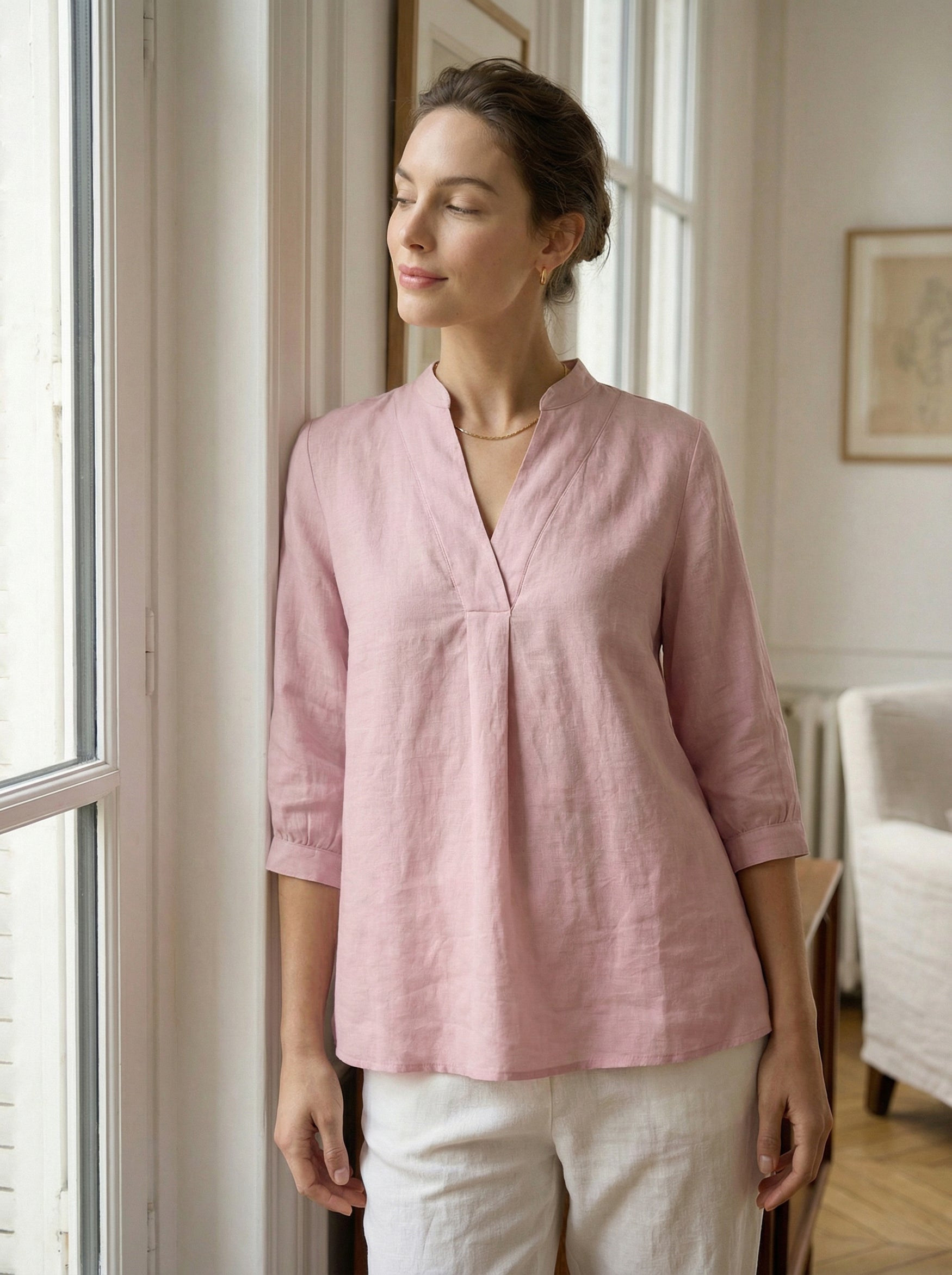 100% Linen Dress Shirt JOANNA by LINTICO for women