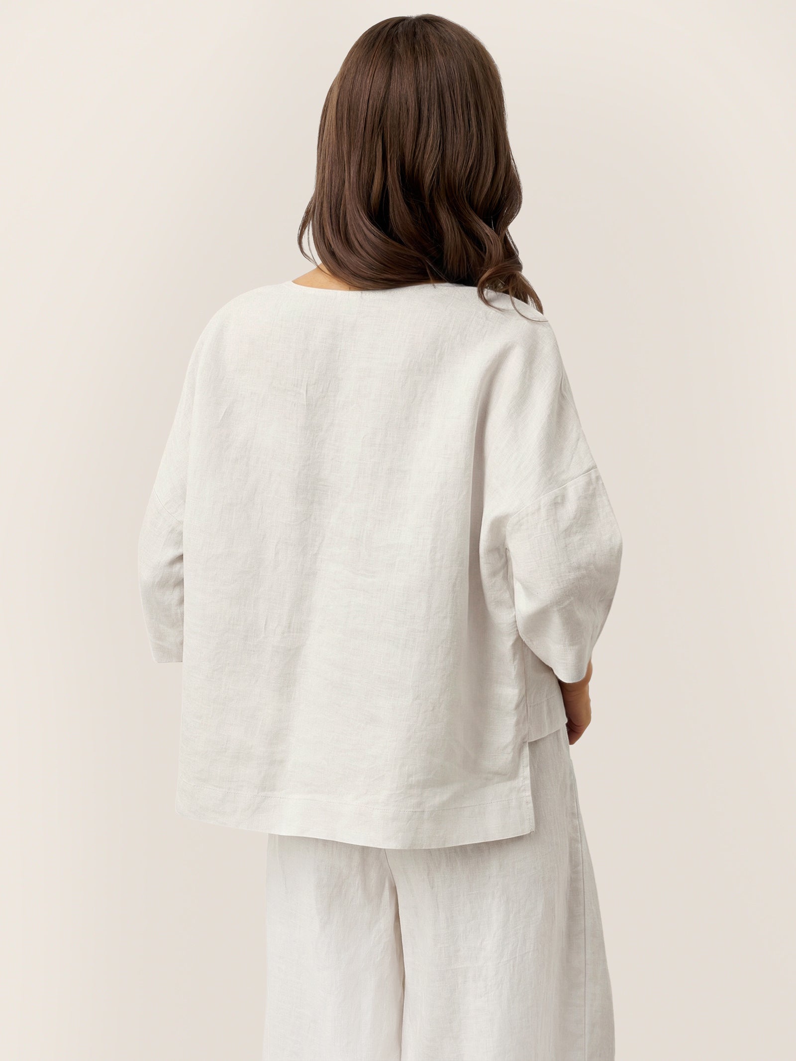 100% Linen Drop Shoulder Asymmetric Layered Hem Overtop VIOLA by LINTICO for women