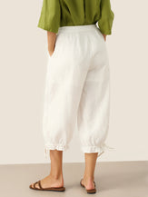 100% Linen Elastic Waist Ruffled Cuff Pants RUBY by LINTICO for women