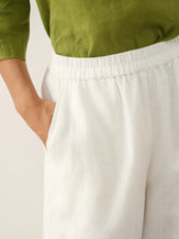 100% Linen Elastic Waist Ruffled Cuff Pants RUBY by LINTICO for women