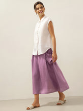 Linen Checked Elastic Waist Skirt MARINA by LINTICO for women