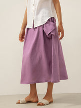 Linen Checked Elastic Waist Skirt MARINA by LINTICO for women