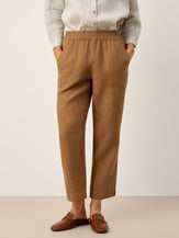 100% Linen Elasticated Waist Ankle Pants GWEN by LINTICO for women