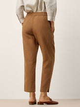 100% Linen Elasticated Waist Ankle Pants GWEN by LINTICO for women