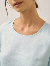 100% Linen Elbow Sleeve Pullover Top NOLA by LINTICO for women