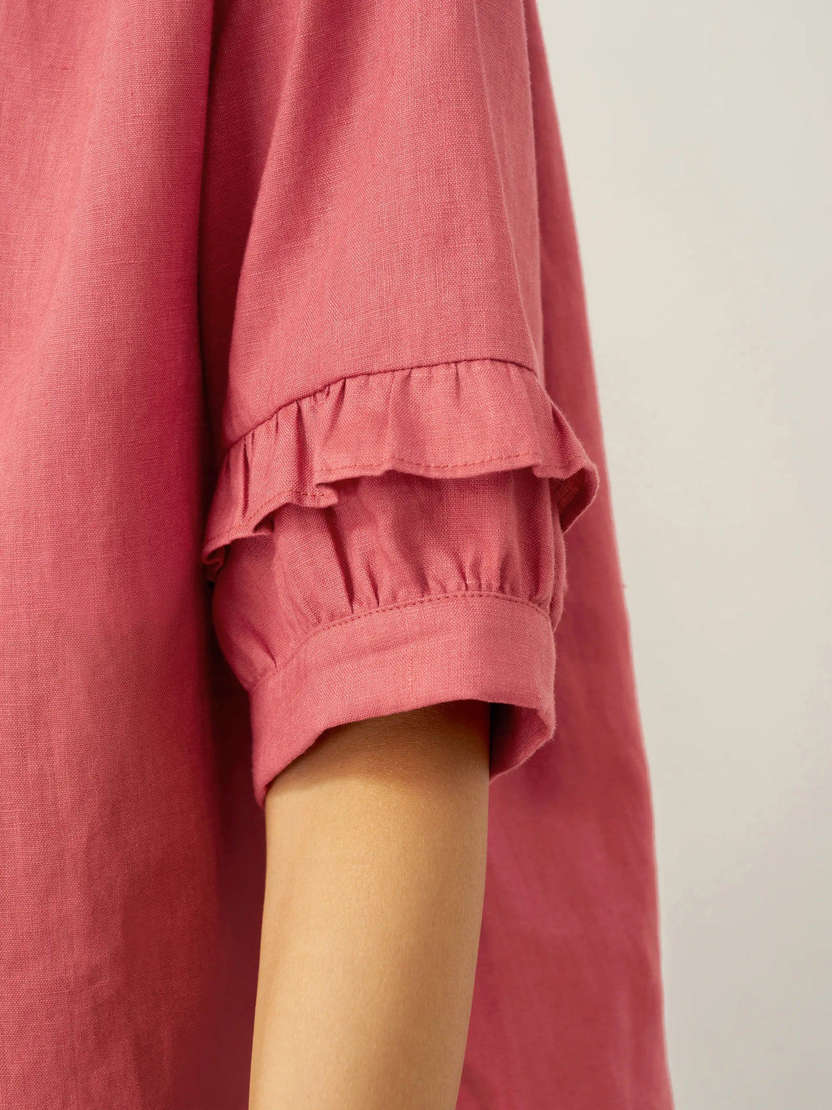 100% Linen Flutter Sleeve Drawstring Top ZOEY by LINTICO for women
