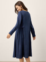 100% Linen Gathered Waist Flap Detail Midi Dress DIANA by LINTICO for women