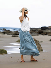 100% Linen Lace-Up Pocket Skirt FENLA by LINTICO for women