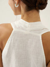 100% Linen Halter Neck Tie-Front Crop Top FAYE by LINTICO for women